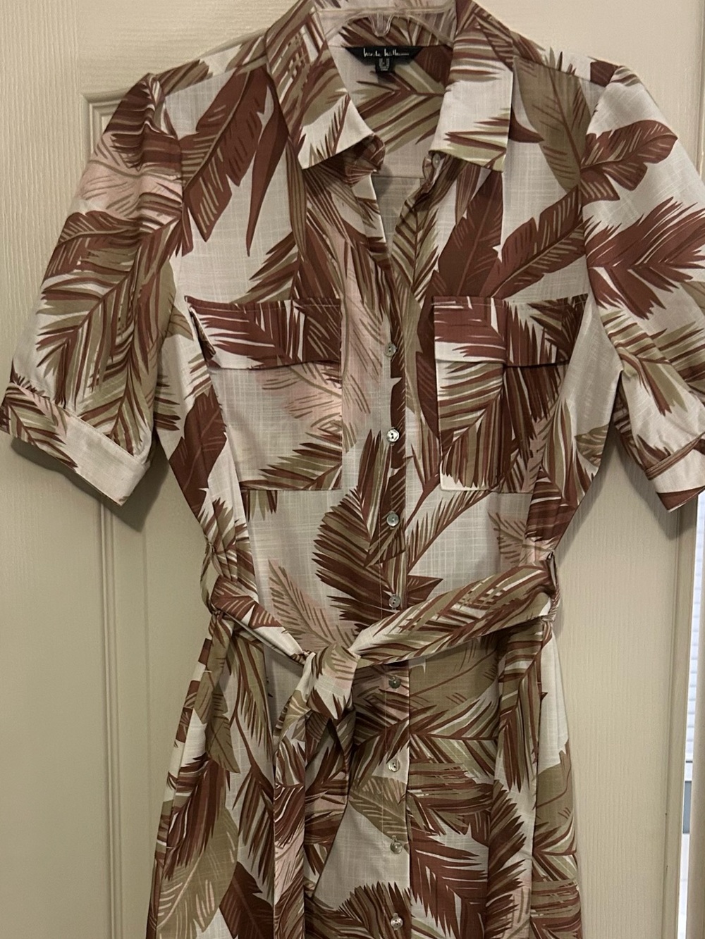 Nicole Miller NWOT Linen Short Sleeve Shirt Dress